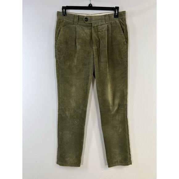 BRUNELLO CUCINELLI Leisure Fit Olive Green Corduroy Pants Size 46 - Picture 1 of 11